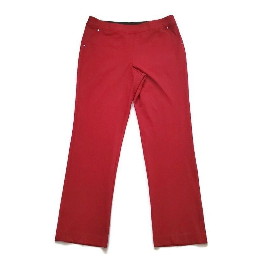 Skye's The Limit Red Back Zip Pockets Pull-On Ponte Pants Women's Size 12 NWT - Picture 2 of 15